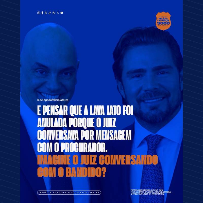 Publicação no Instagram: E pensar que a Lava Jato foi anulada porque o juiz conversava por mensagem com o procurador. Imagine o juiz…