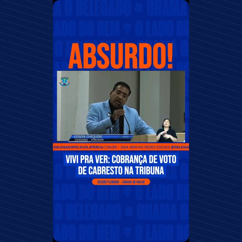 Publicação no Instagram: Até agora tentando entender o uso da tribuna para esse tipo de cobrança política. Vereador foi eleito para…