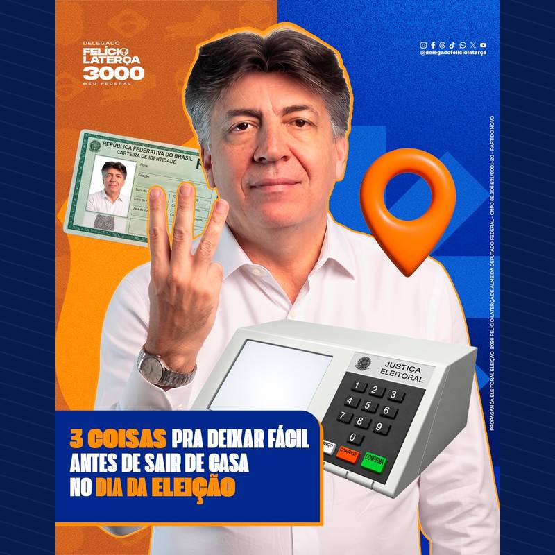 Publicação no Instagram: Chama o Delegado, vota no 3000 e não esqueça!