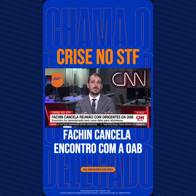 Publicação no Instagram: Fachin desmarcou o encontro com a direção da OAB previsto para quarta-feira (9), sem nova data. A entidade…