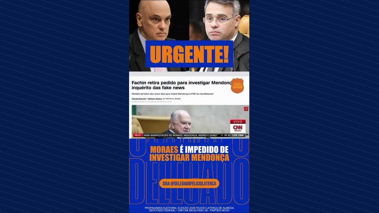 Miniatura do vídeo: O STF separou as apurações contra André Mendonça do inquérito das fake news de Alexandre de Moraes.